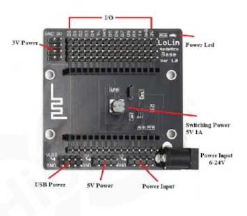NodeMCU LoLin ESP8266 Base Shield